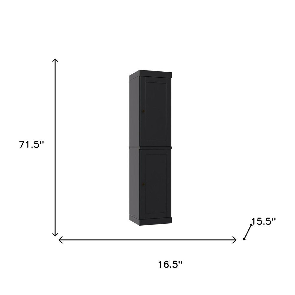 Black Solid Wood Two Door Pantry or Storage Closet - 72-inch
