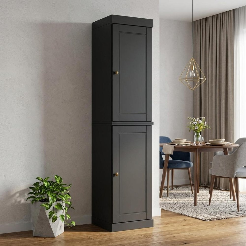 Black Solid Wood Two Door Pantry or Storage Closet - 72-inch