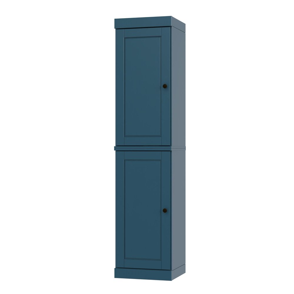 Teal Blue Solid Wood Two Door Pantry or Storage Closet - 72-inch