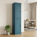 Teal Blue Solid Wood Two Door Pantry or Storage Closet - 72-inch