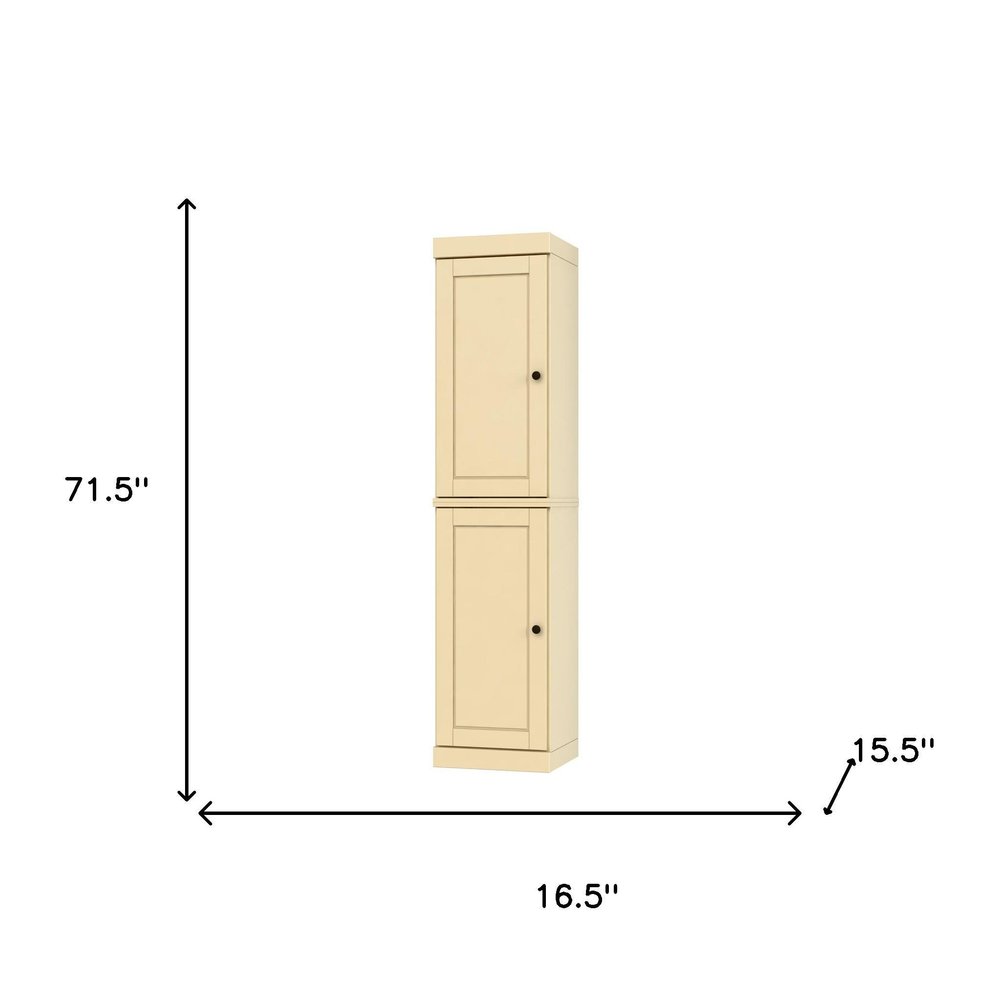 Yellow Solid Wood Two Door Pantry or Storage Closet - 72-inch