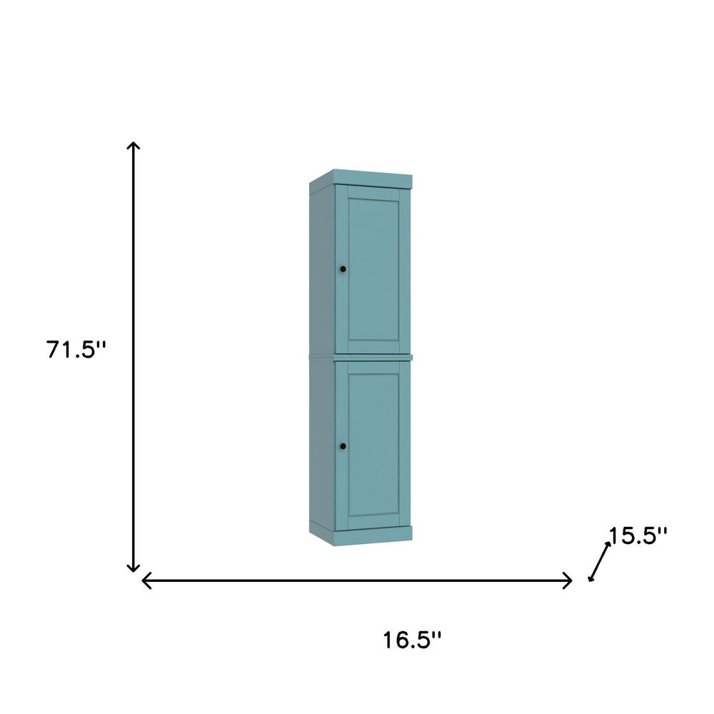 Aqua Solid Wood Two Door Pantry or Storage Closet - 72-inch