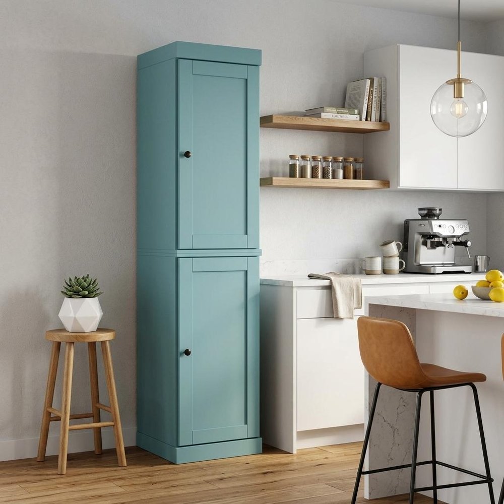 Aqua Solid Wood Two Door Pantry or Storage Closet - 72-inch