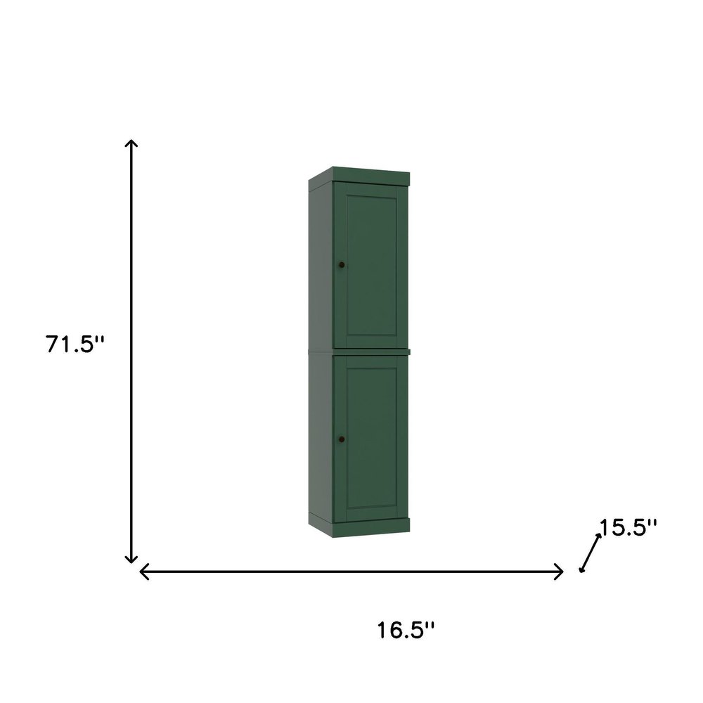 Green Solid Wood Two Door Pantry or Storage Closet - 72-inch