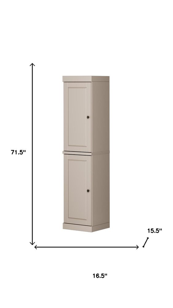 Beige Solid Wood Two Door Pantry or Storage Closet - 72-inch