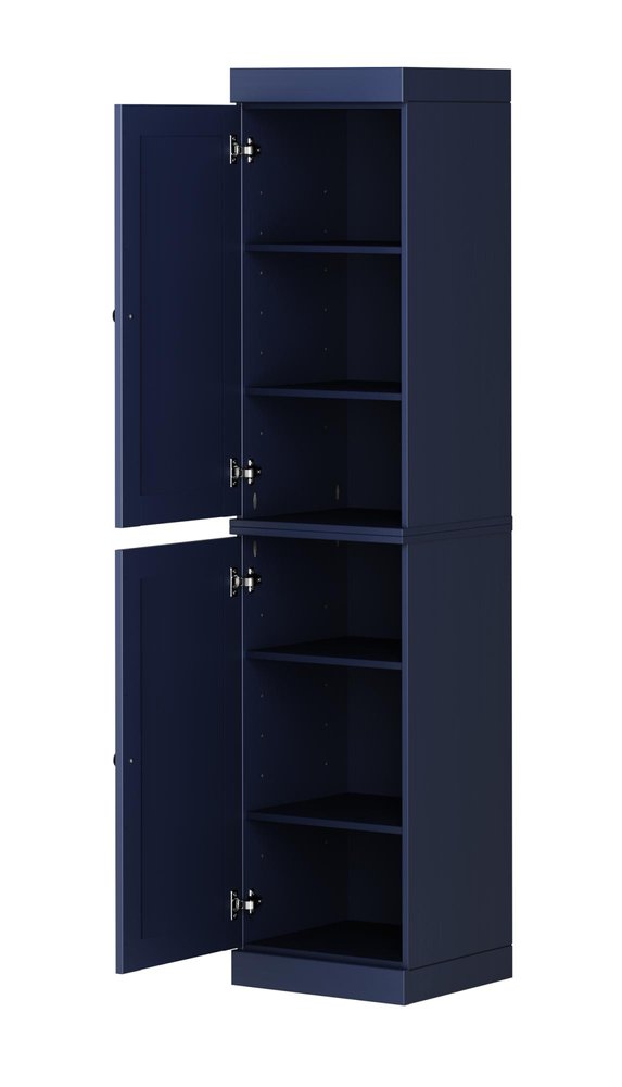 Navy Blue Solid Wood Two Door Pantry or Storage Closet - 72-inch