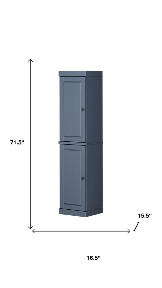 French Blue Solid Wood Two Door Pantry or Storage Closet - 72-inch