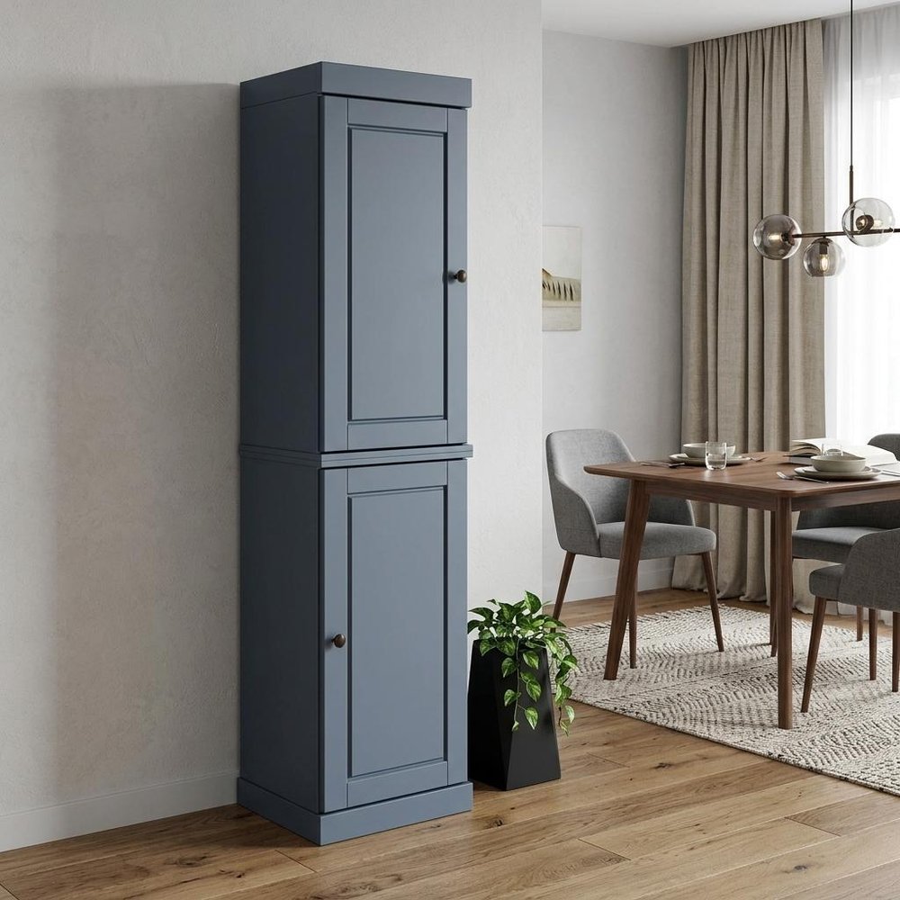French Blue Solid Wood Two Door Pantry or Storage Closet - 72-inch