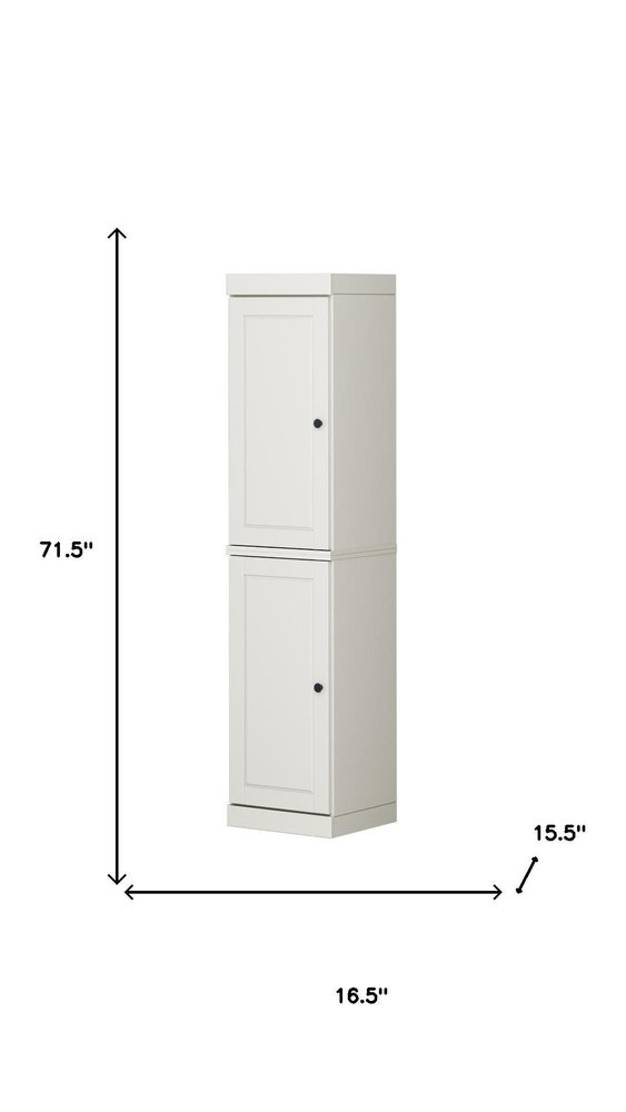 Off White Solid Wood Two Door Pantry or Storage Closet - 72-inch