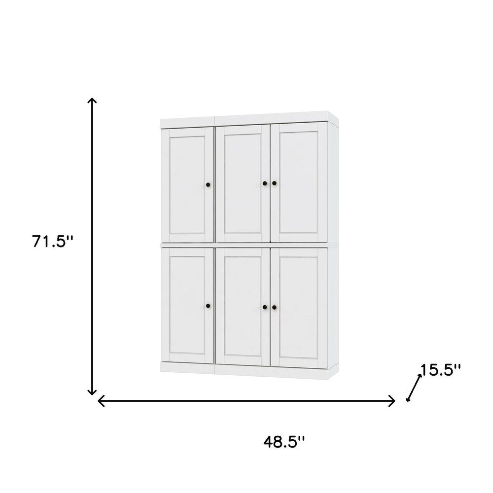 White Solid Wood 8 Pantry or Storage Closet - 72-inch