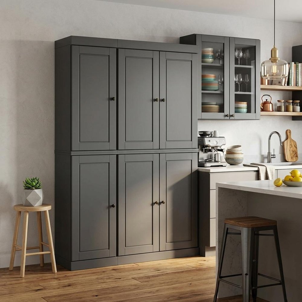 Gray Solid Wood 8 Pantry or Storage Closet - 72-inch