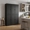Black Solid Wood 8 Pantry or Storage Closet - 72-inch