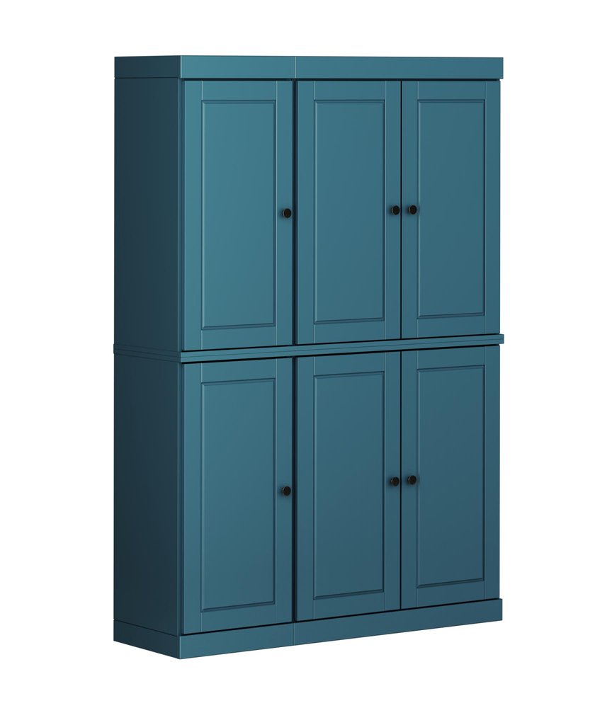 Teal Blue Solid Wood 8 Pantry or Storage Closet - 72-inch