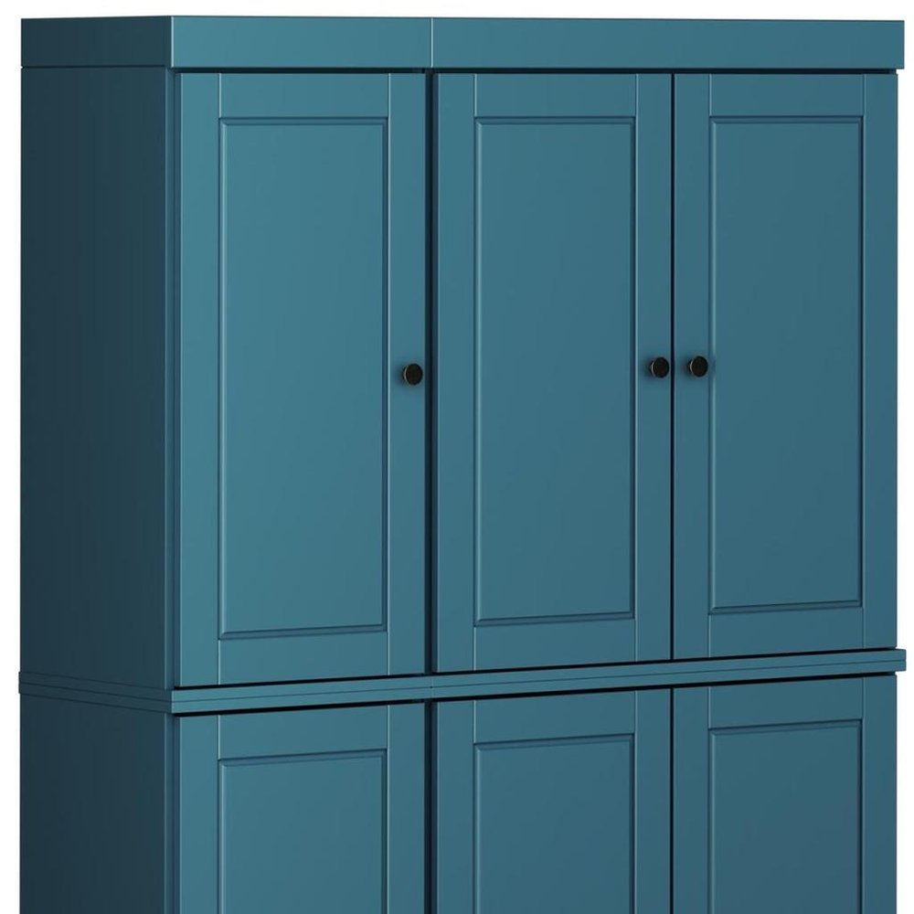 Teal Blue Solid Wood 8 Pantry or Storage Closet - 72-inch