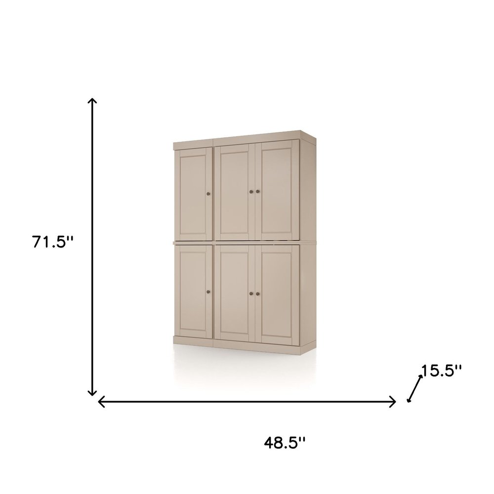 Beige Solid Wood 8 Pantry or Storage Closet - 72-inch