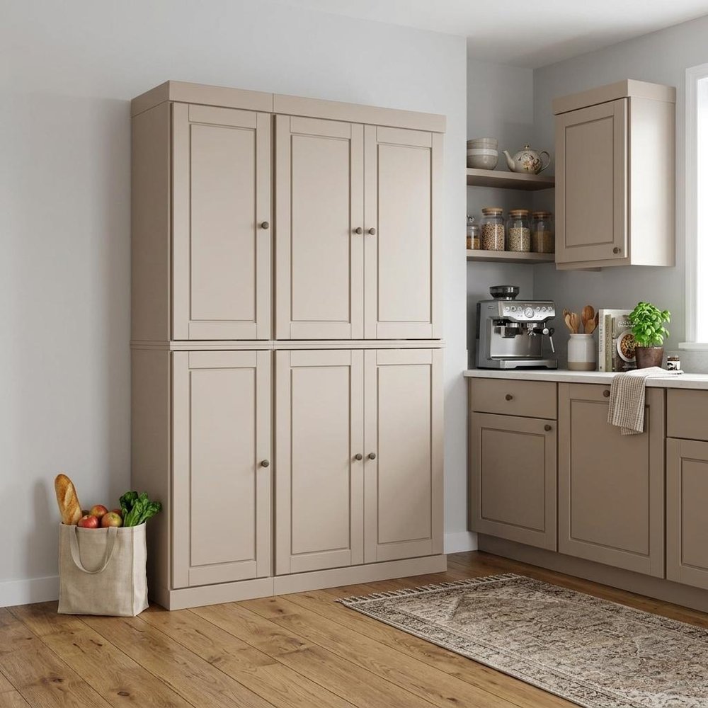 Beige Solid Wood 8 Pantry or Storage Closet - 72-inch