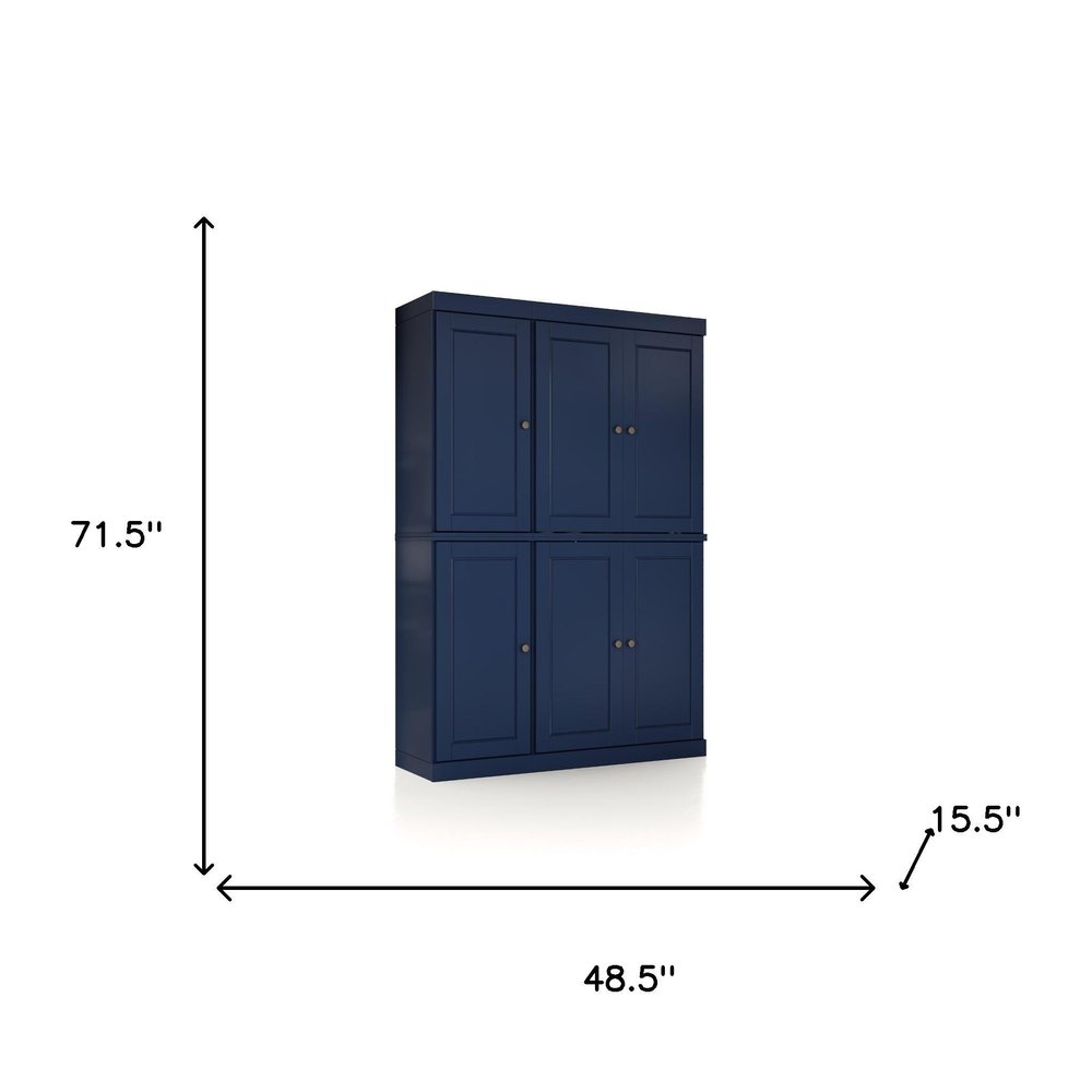 Navy Blue Solid Wood 8 Pantry or Storage Closet - 72-inch