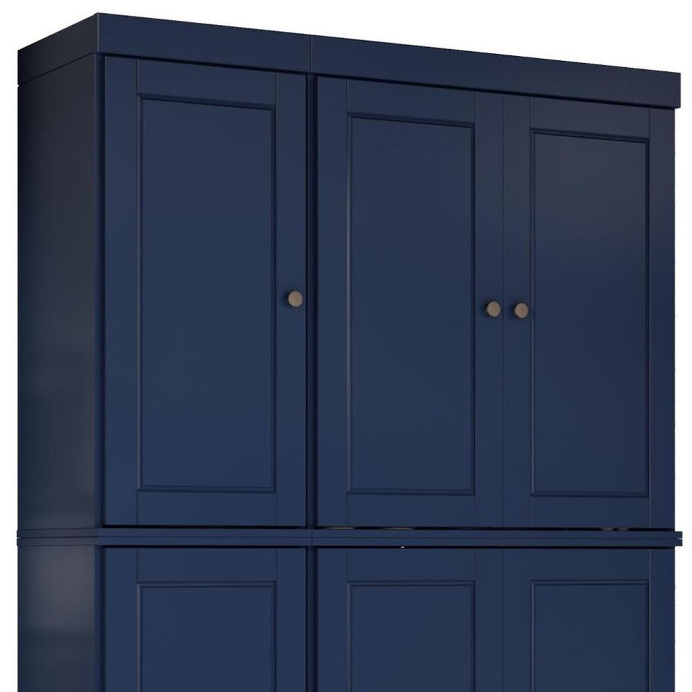 Navy Blue Solid Wood 8 Pantry or Storage Closet - 72-inch