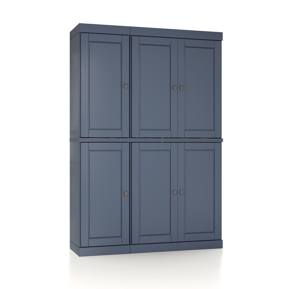 French Blue Solid Wood 8 Pantry or Storage Closet - 72-inch
