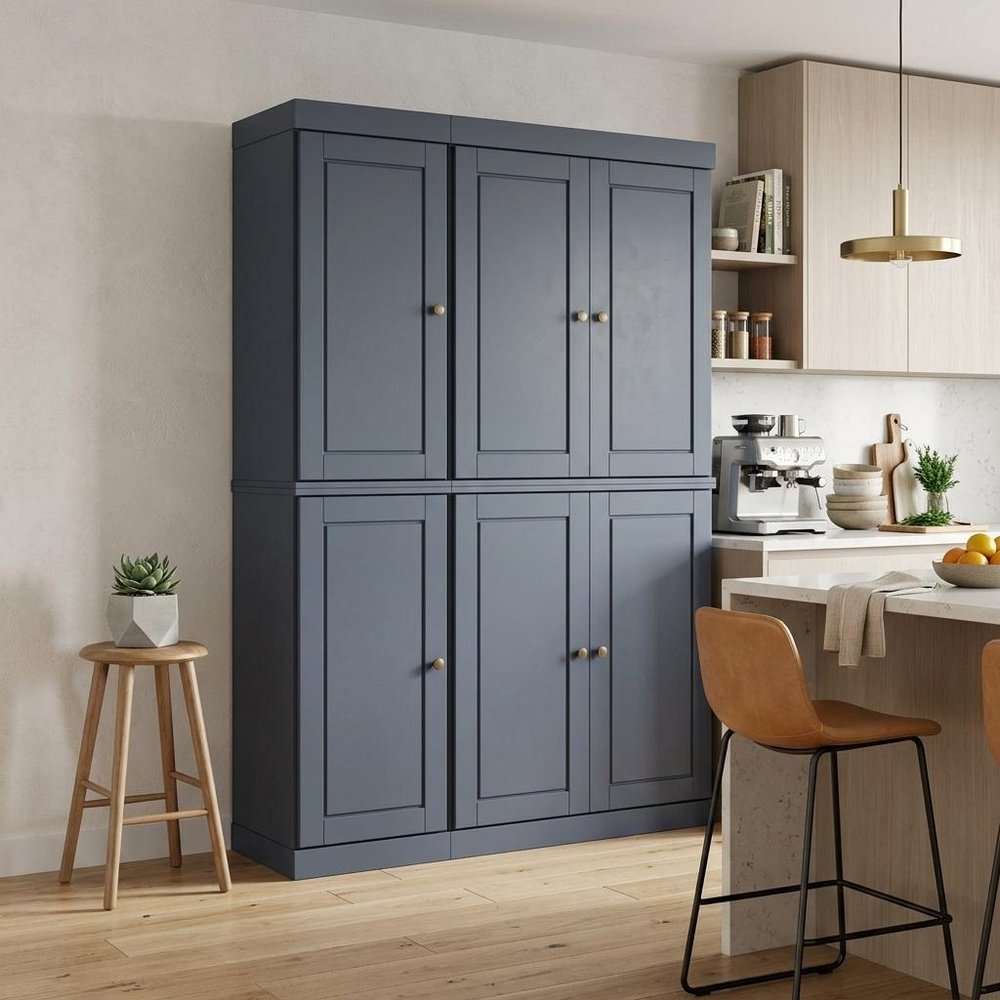 French Blue Solid Wood 8 Pantry or Storage Closet - 72-inch