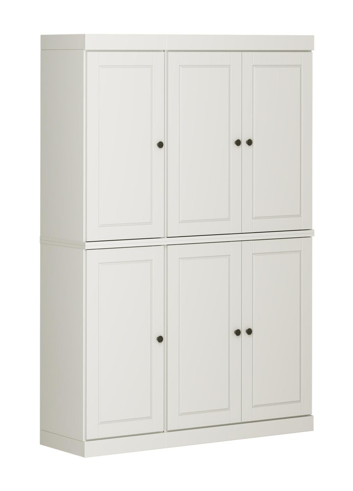 Off White Solid Wood 8 Pantry or Storage Closet - 72-inch