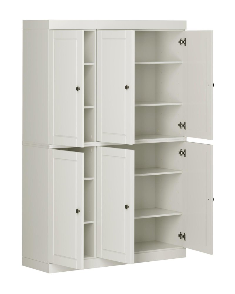 Off White Solid Wood 8 Pantry or Storage Closet - 72-inch
