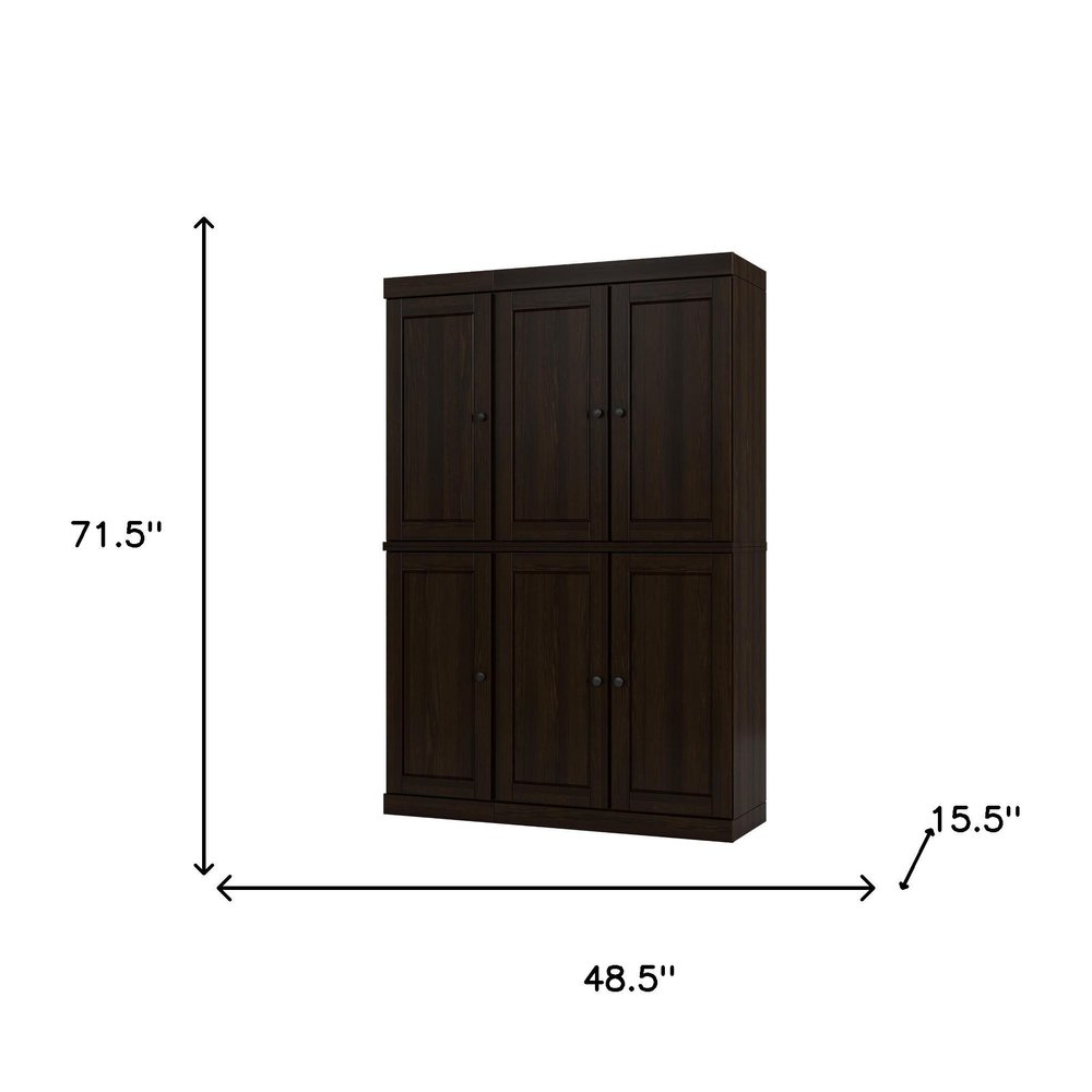 Espresso Solid Wood 8 Pantry or Storage Closet - 72-inch