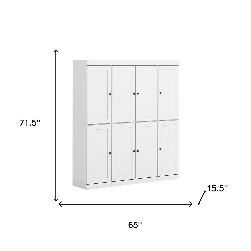 White Solid Wood 8 Two Drawer Pantry or Storage Closet - 72-inch