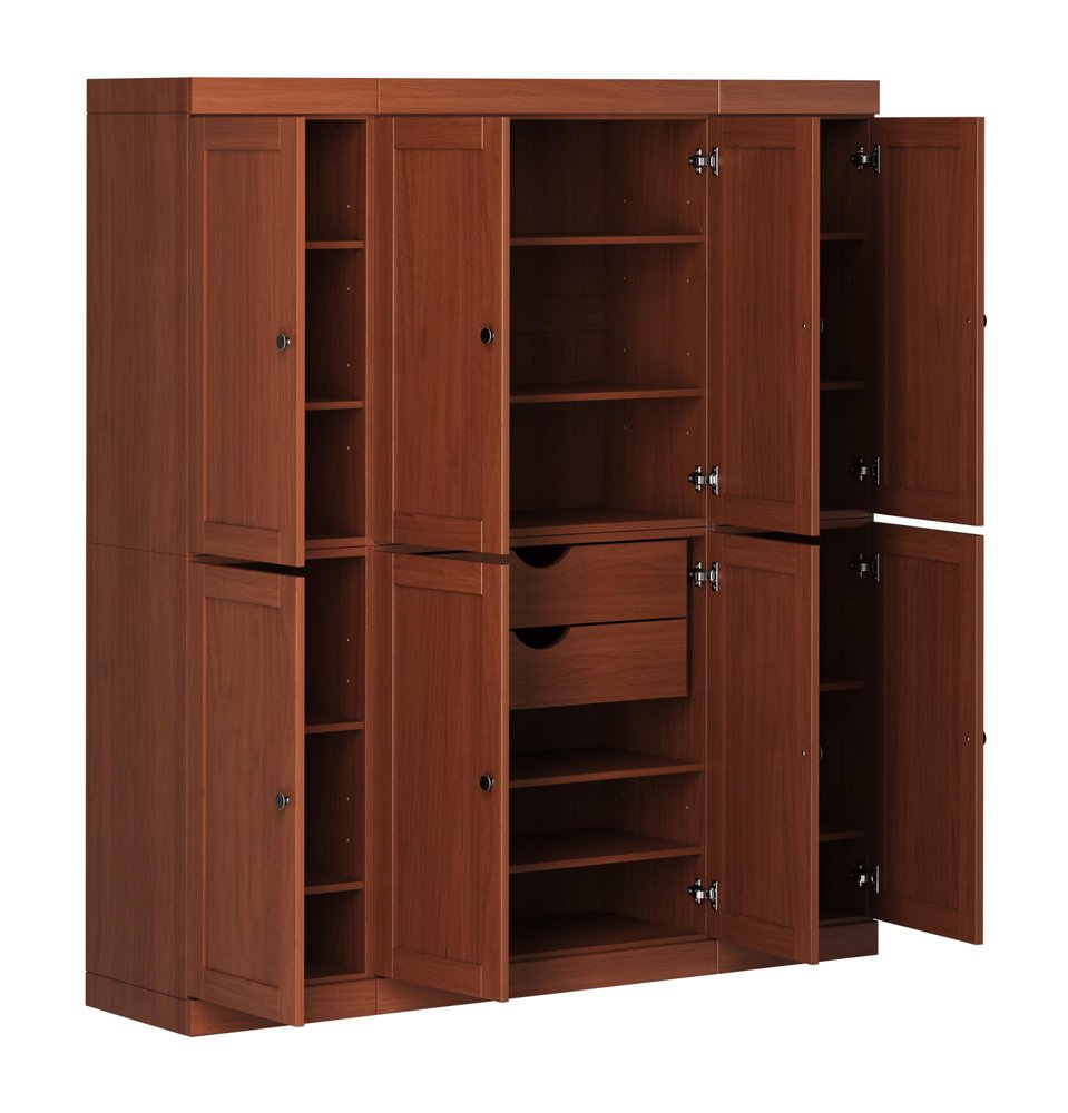 Coffee Solid Wood 8 Two Drawer Pantry or Storage Closet - 72-inch