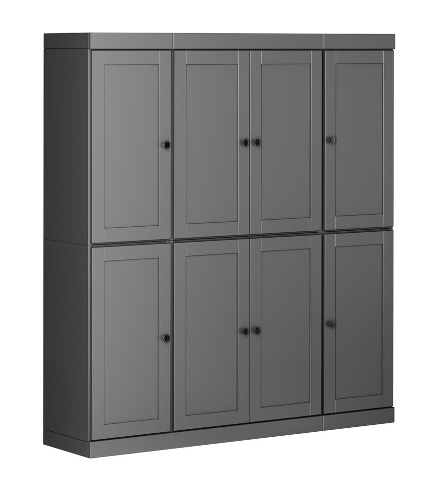 Gray Solid Wood 8 Two Drawer Pantry or Storage Closet - 72-inch