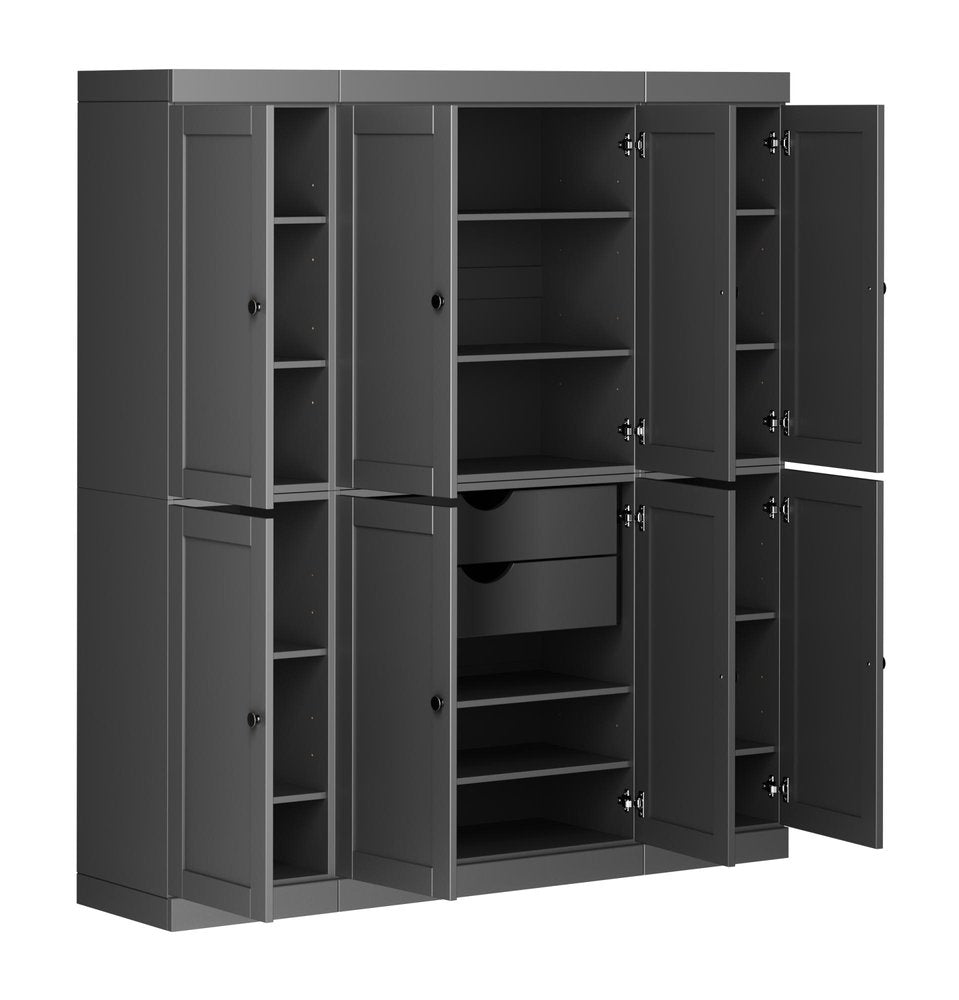 Gray Solid Wood 8 Two Drawer Pantry or Storage Closet - 72-inch
