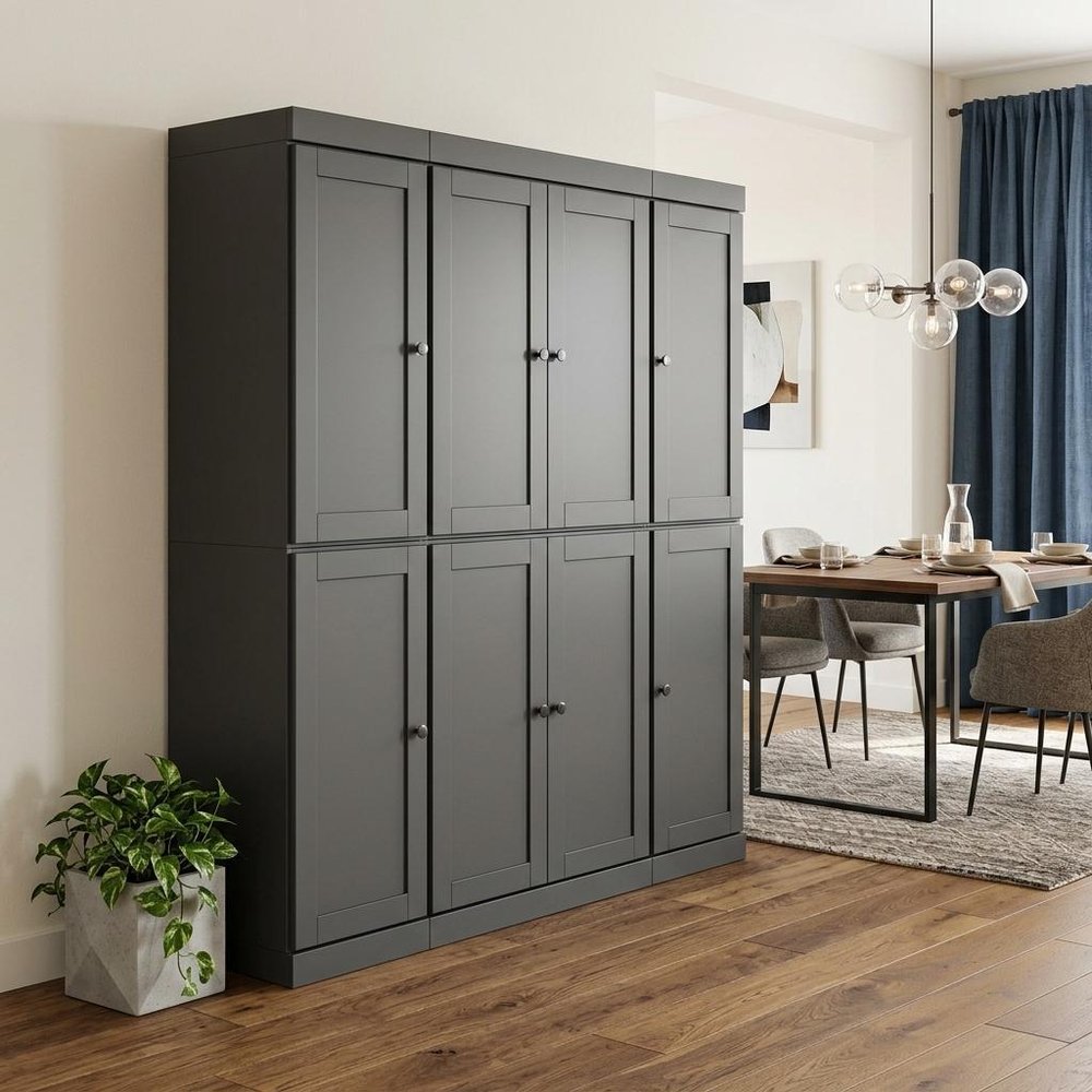 Gray Solid Wood 8 Two Drawer Pantry or Storage Closet - 72-inch