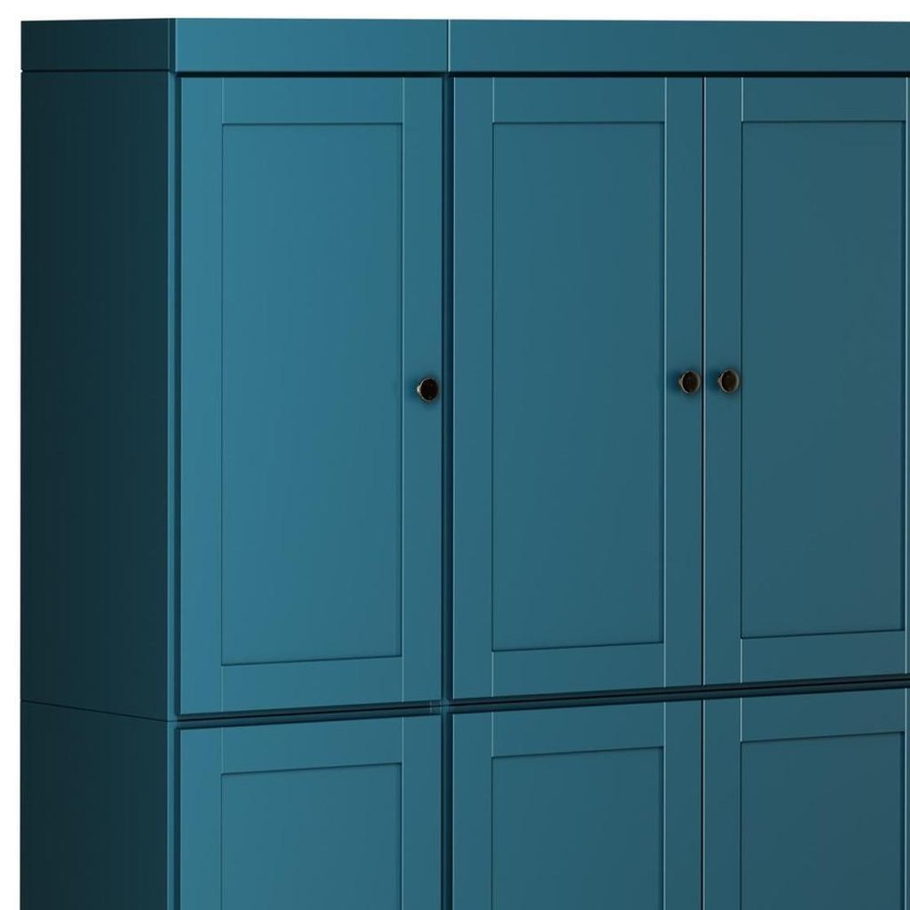 Teal Blue Solid Wood 8 Two Drawer Pantry or Storage Closet - 72-inch