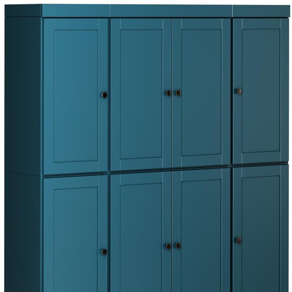 Teal Blue Solid Wood 8 Two Drawer Pantry or Storage Closet - 72-inch