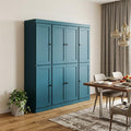 Teal Blue Solid Wood 8 Two Drawer Pantry or Storage Closet - 72-inch