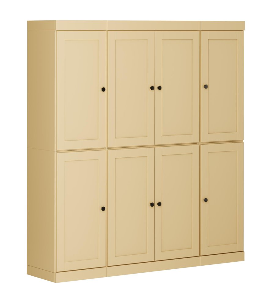 Yellow Solid Wood 8 Two Drawer Pantry or Storage Closet - 72-inch