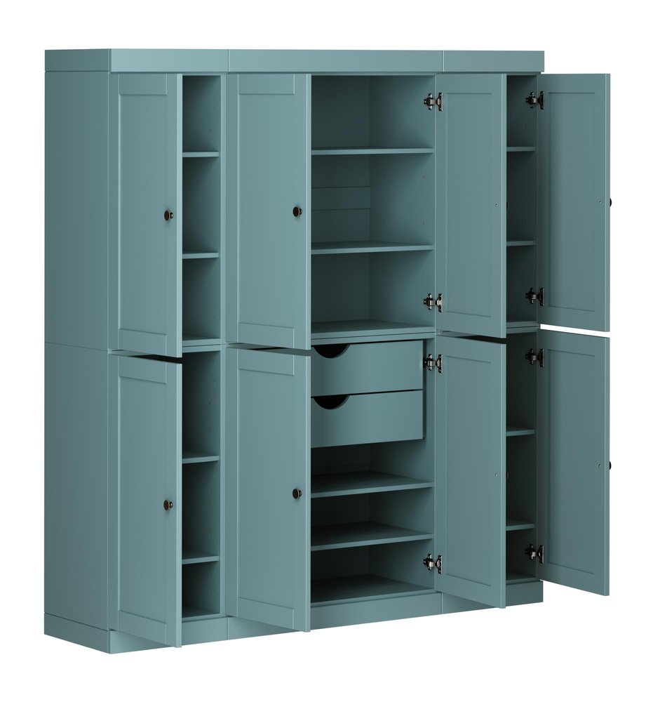 Aqua Solid Wood 8 Two Drawer Pantry or Storage Closet - 72-inch