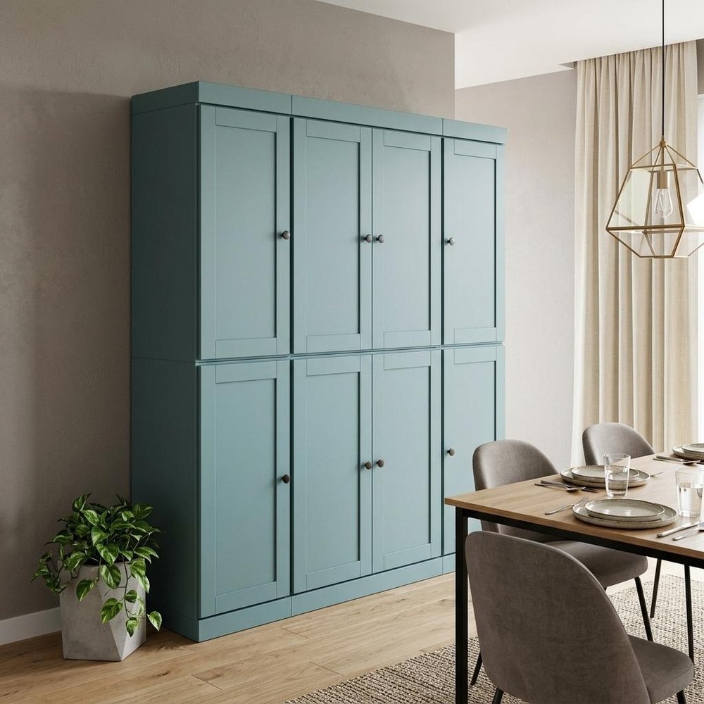 Green Solid Wood 8 Two Drawer Pantry or Storage Closet - 72-inch