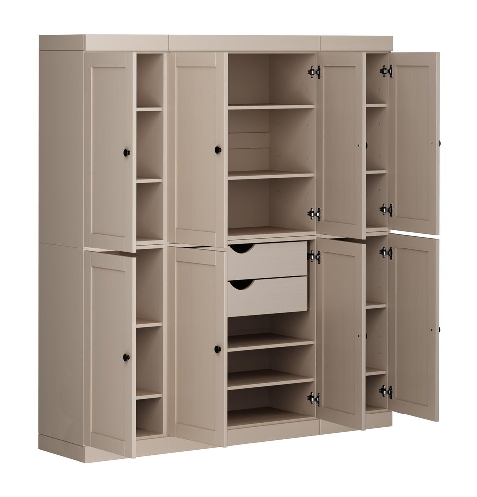 Beige Solid Wood 8 Two Drawer Pantry or Storage Closet - 72-inch