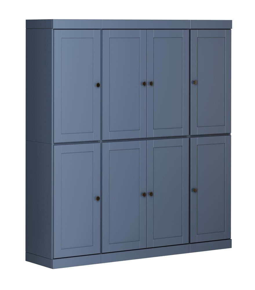 French Blue Solid Wood 8 Two Drawer Pantry or Storage Closet - 72-inch