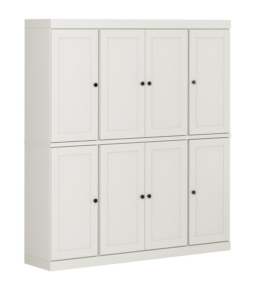 Off White Solid Wood 8 Two Drawer Pantry or Storage Closet - 72-inch