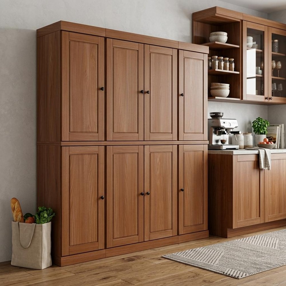 Coffee Solid Wood 8 Pantry or Storage Closet - 72-inch