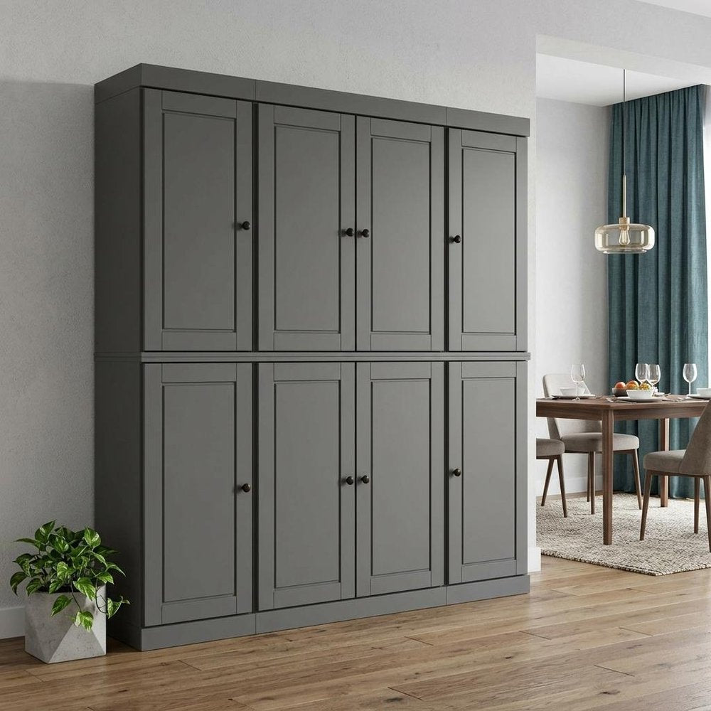 Gray Solid Wood 8 Pantry or Storage Closet - 72-inch