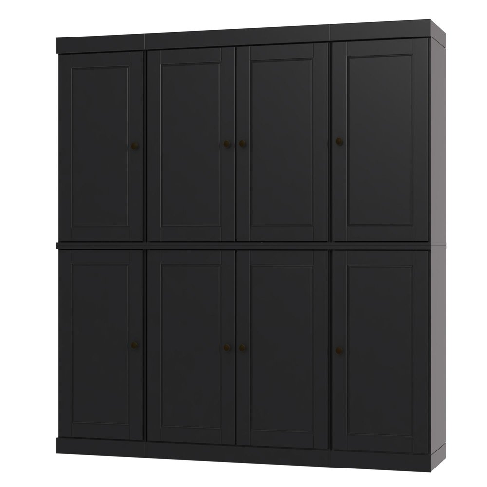 Black Solid Wood 8 Pantry or Storage Closet - 72-inch
