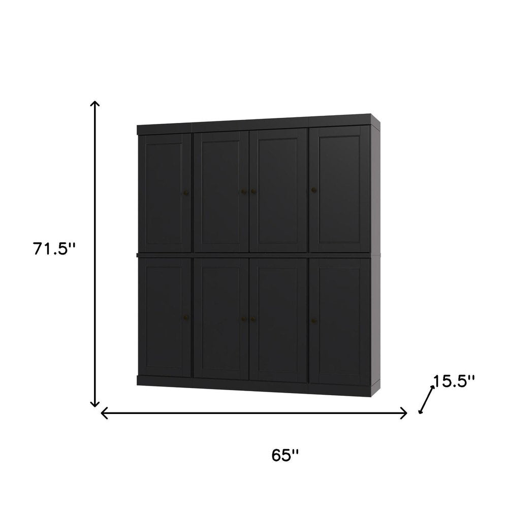 Black Solid Wood 8 Pantry or Storage Closet - 72-inch