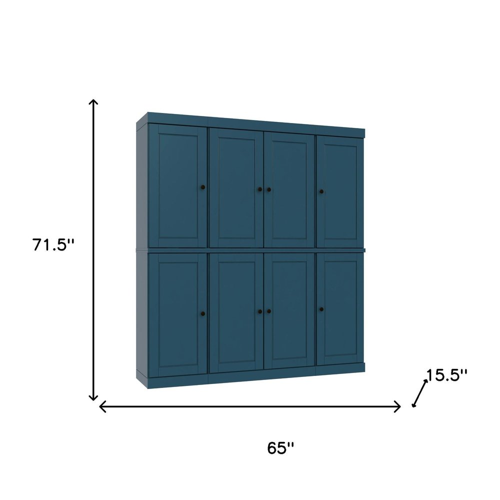 Teal Blue Solid Wood 8 Pantry or Storage Closet - 72-inch