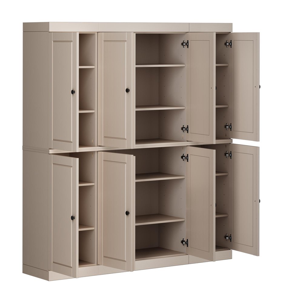 Beige Solid Wood 8 Pantry or Storage Closet - 72-inch