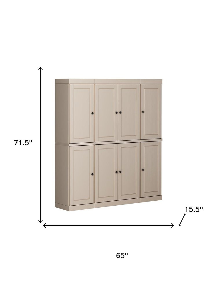 Beige Solid Wood 8 Pantry or Storage Closet - 72-inch