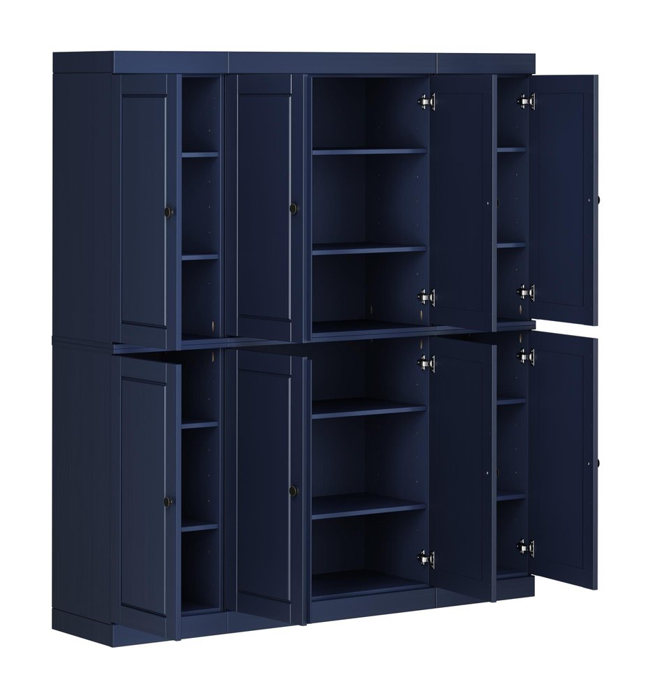 Navy Blue Solid Wood 8 Pantry or Storage Closet - 72-inch