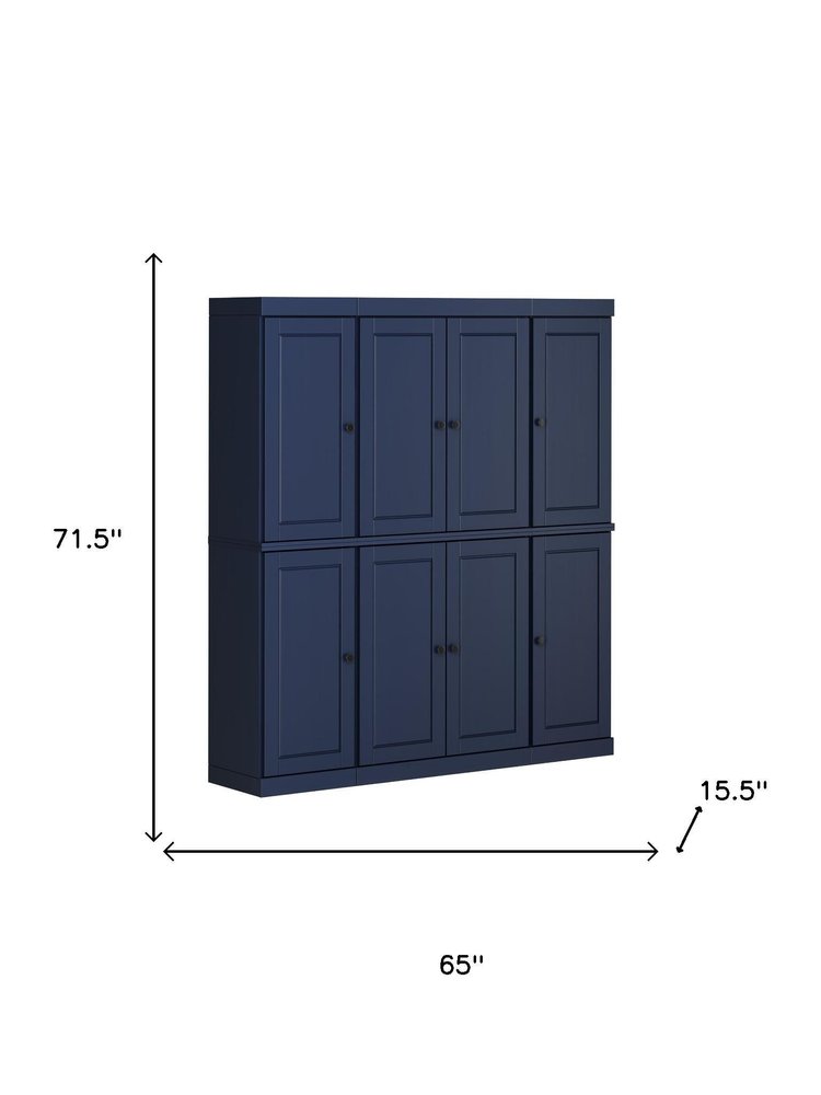 Navy Blue Solid Wood 8 Pantry or Storage Closet - 72-inch